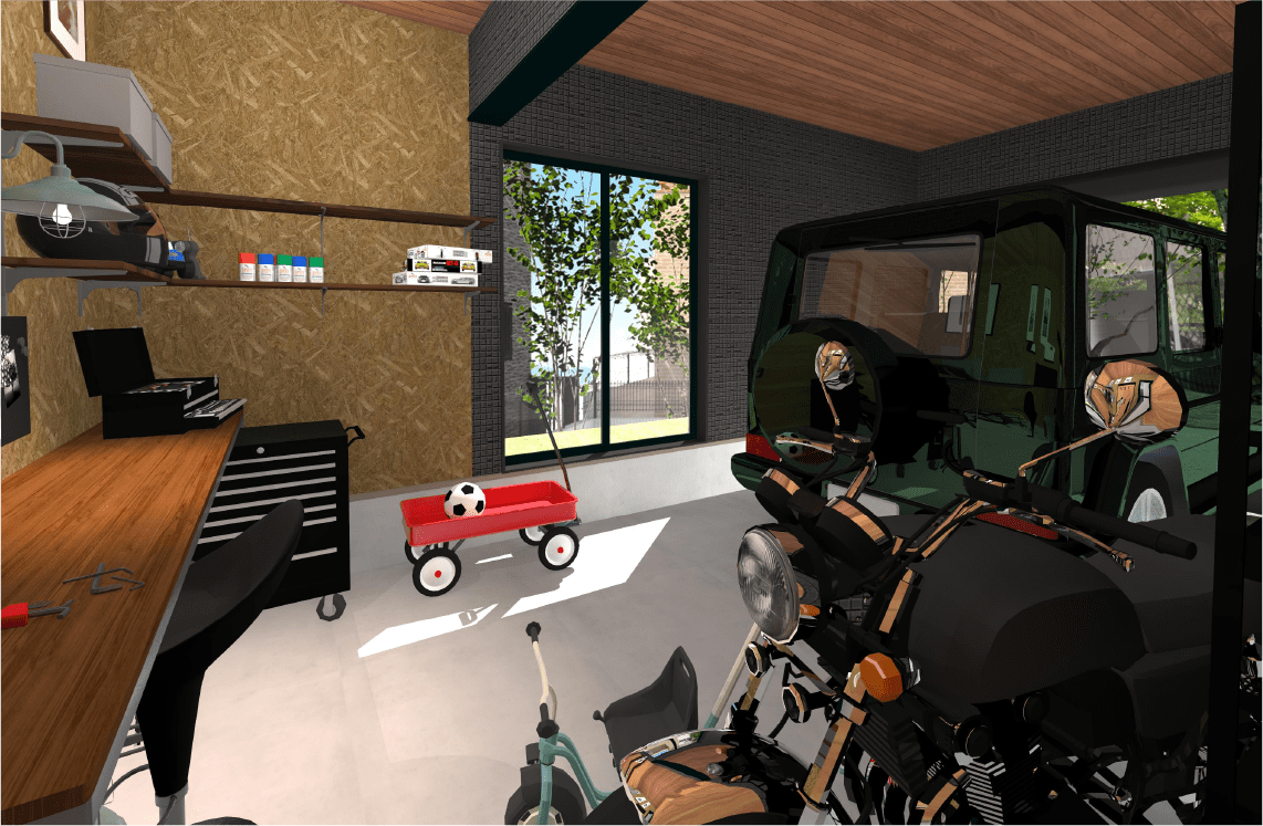 画像：ガレージ + ホビーベース 一体型