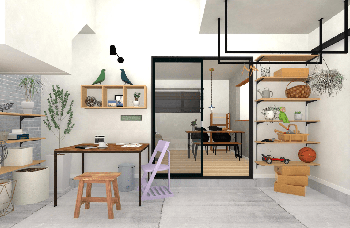 画像：ガレージ + 独立型ホビーベース